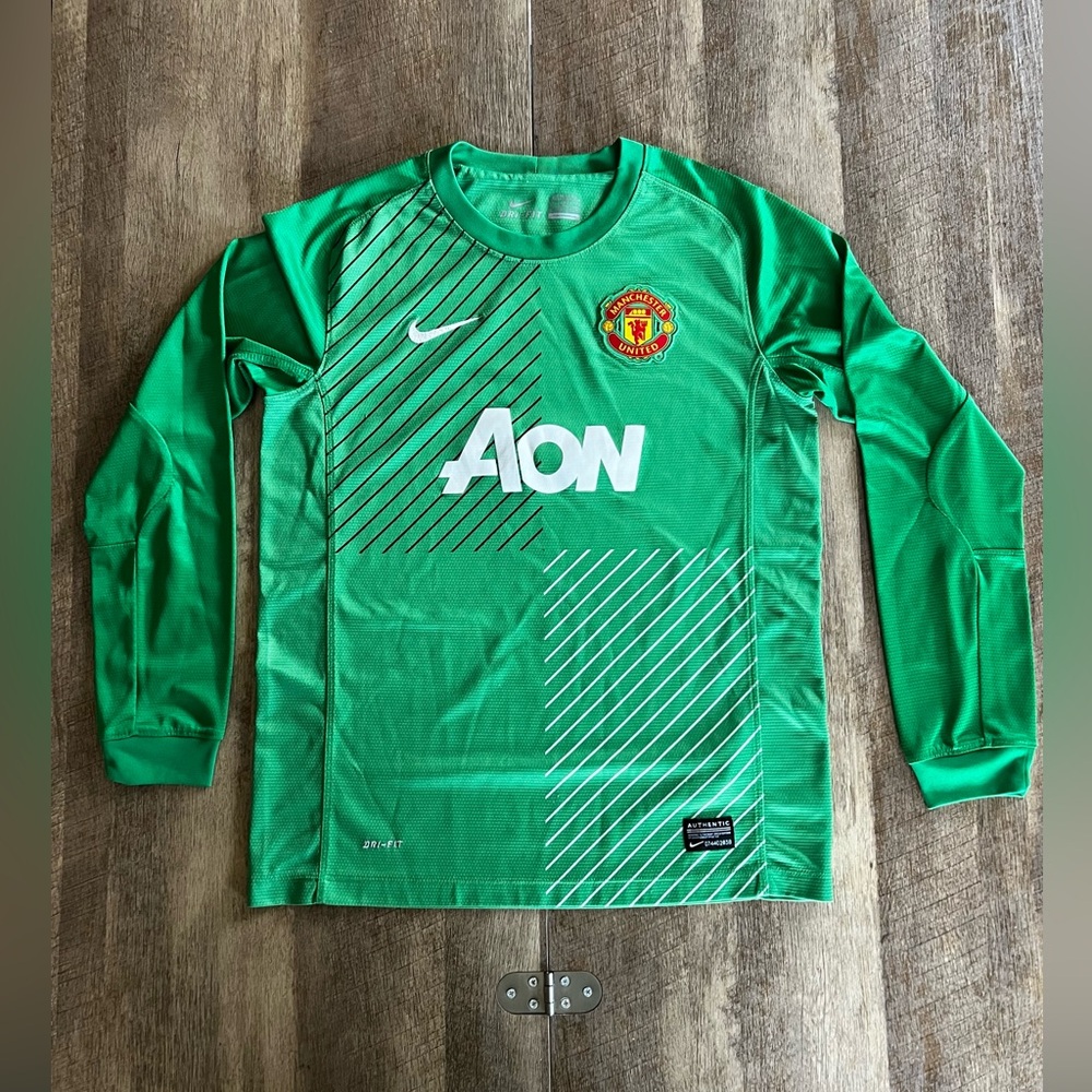 Nike Boys Green 2013 Manchester United Long Sleeve Goalie Shirt Boys L 12-13yrs
